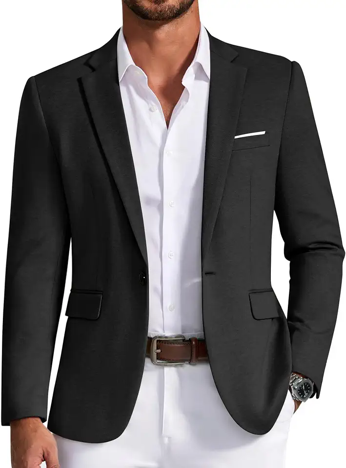 COOFANDY Men's Casual Knit Blazer One Button Lightweight Sport Coats Business Suit Jacket
