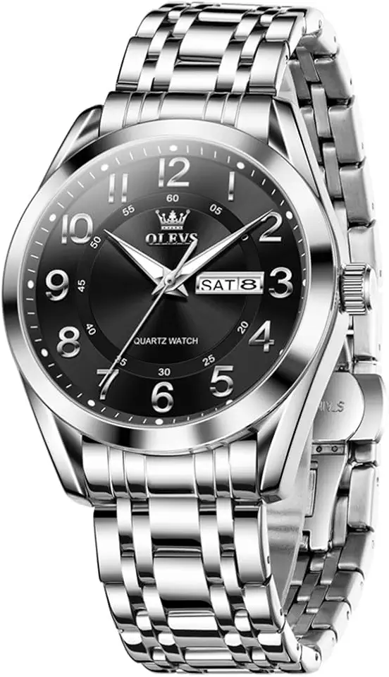 OLEVS Mens Watch Dress Stainless Steel Silver Gold Watches for Men