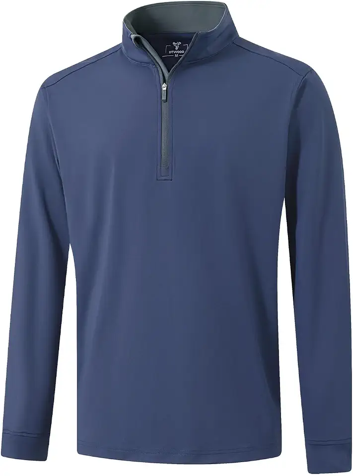 Men's Solid Quarter Zip Golf Pullover Men Solid Performance Long Sleeve Wicking Mock Neck Mens Athletic Sweatshirts