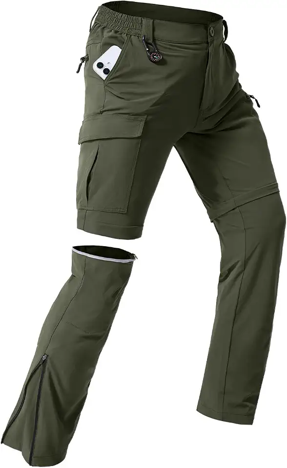 Men's Olive Green Convertible Cargo Pants
