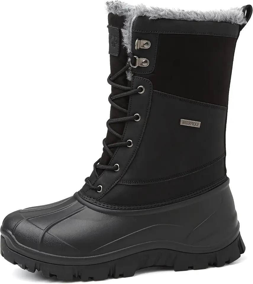 Mens Waterproof Insulated Warm Fur Lined Snow Winter Duck Boots