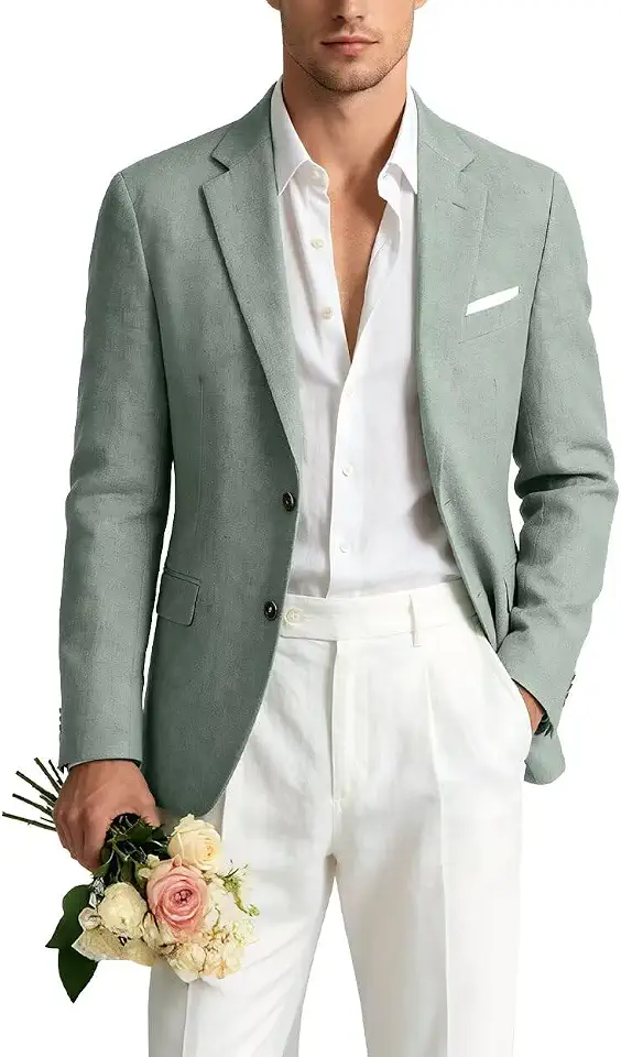 Men's Sage Green Linen Blazer