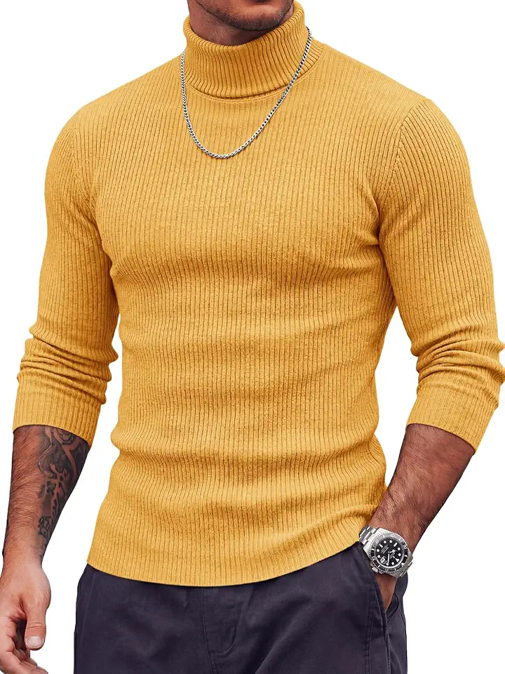 Men's Mustard Yellow Turtleneck Sweater