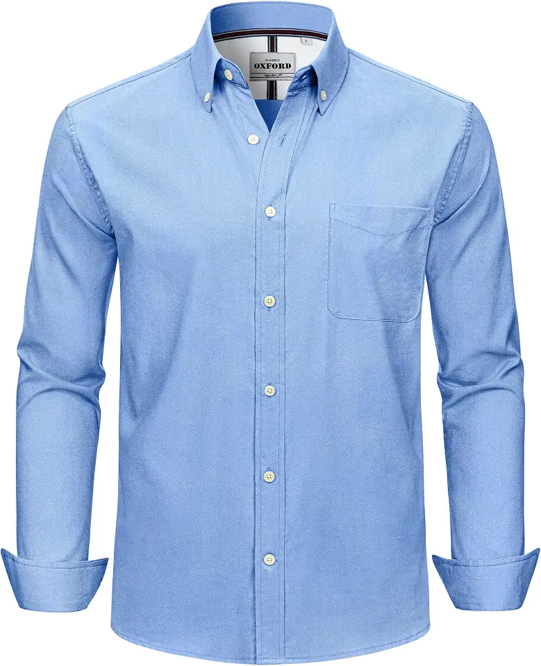 J.VER Mens Oxford Long Sleeve Dress Shirt Button Down Stretch Casual Shirt