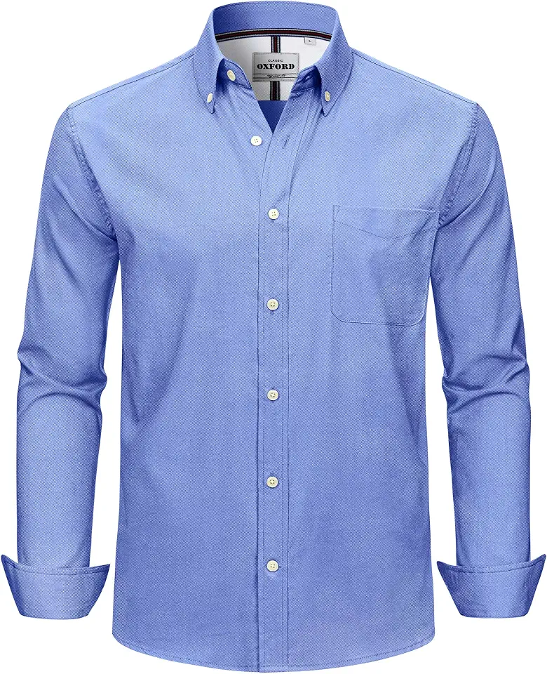 J.VER Mens Oxford Long Sleeve Dress Shirt Button Down Stretch Casual Shirt
