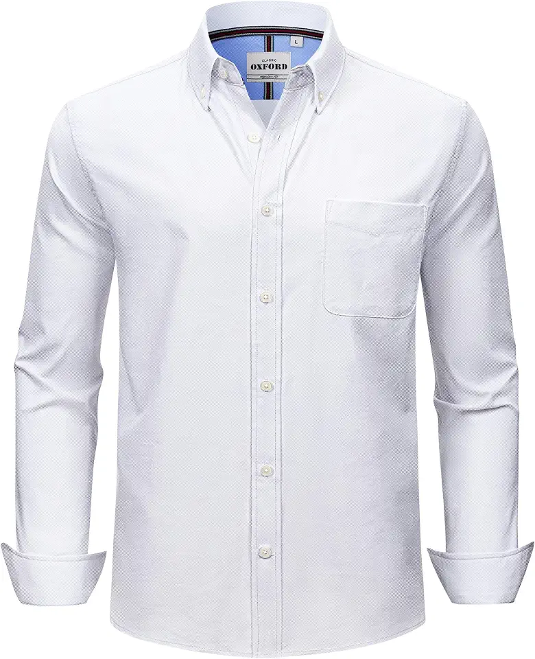 J.VER Mens Oxford Long Sleeve Dress Shirt Button Down Stretch Casual Shirt