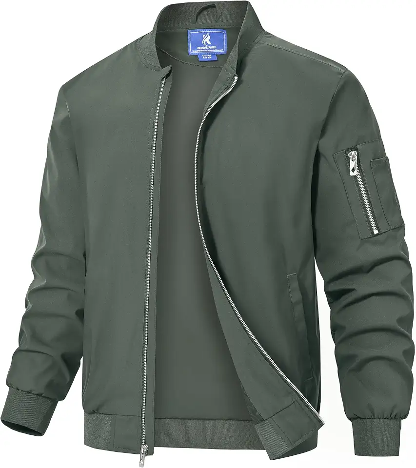 Rapoo Men's Windbreaker Jacket Lightweight Waterproof Full Zip
