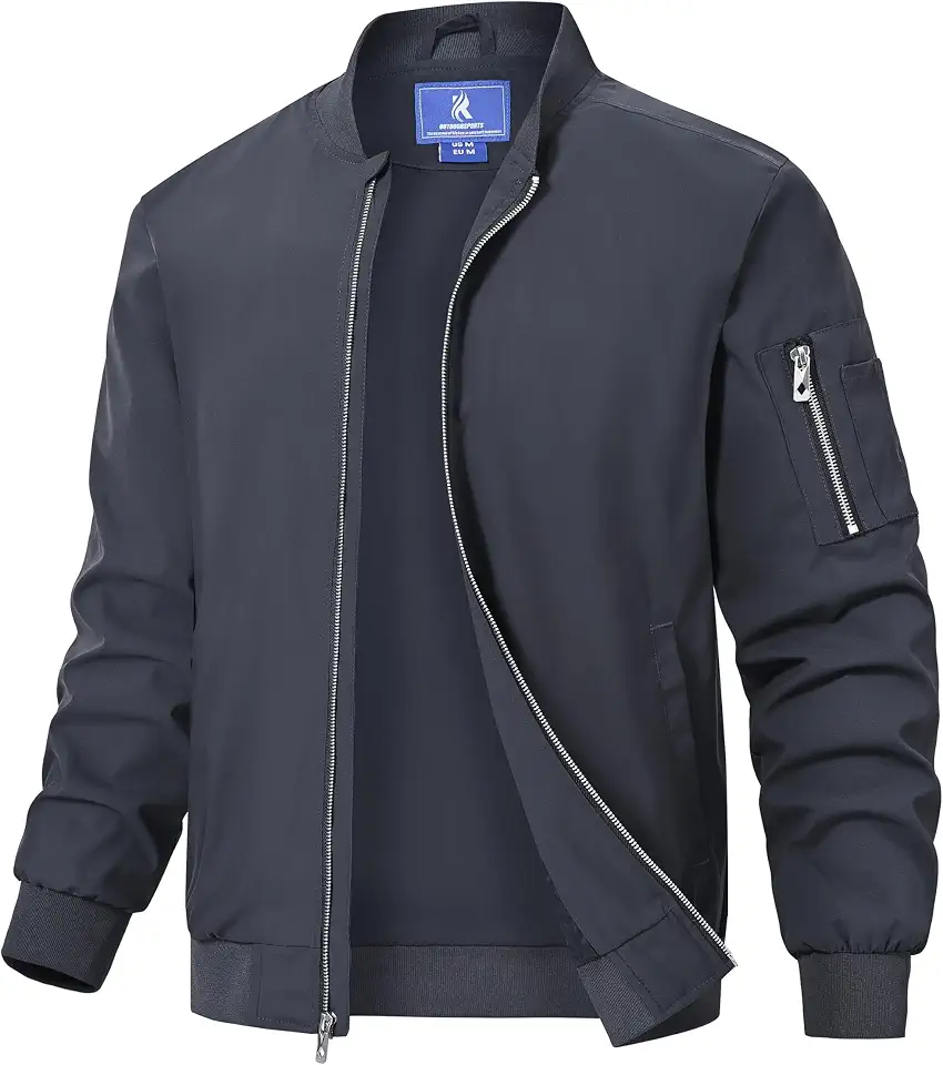 Rapoo Men's Windbreaker Jacket Lightweight Waterproof Full Zip