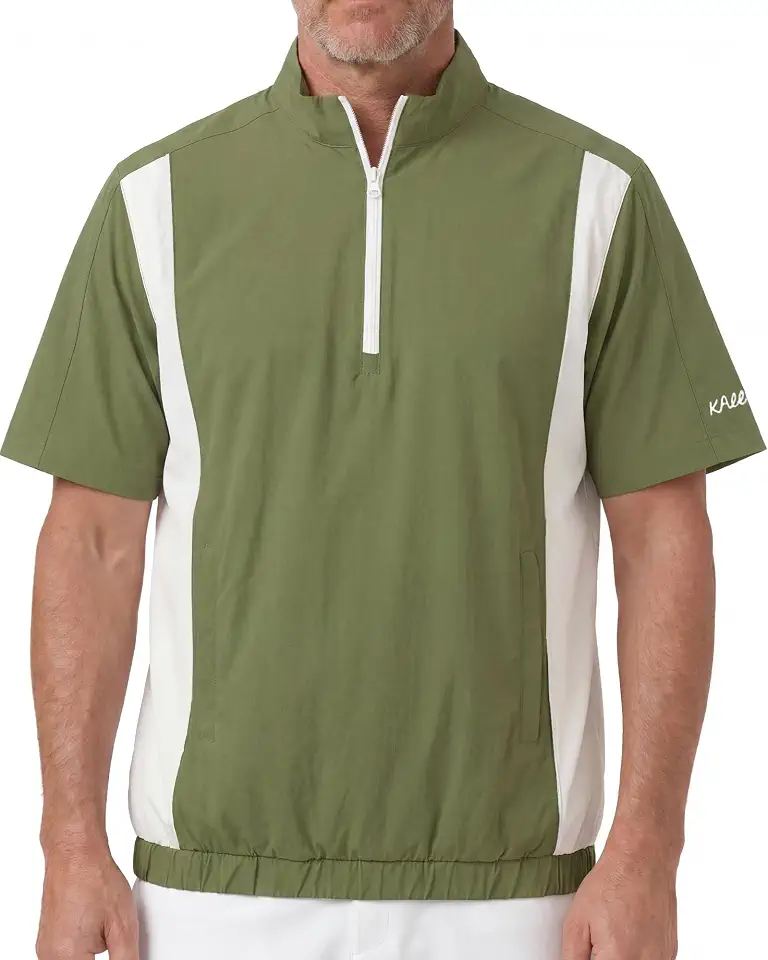 Kallspin Mens Short Sleeve Golf Rain Windbreaker Cage Jacket Quarter Zip
