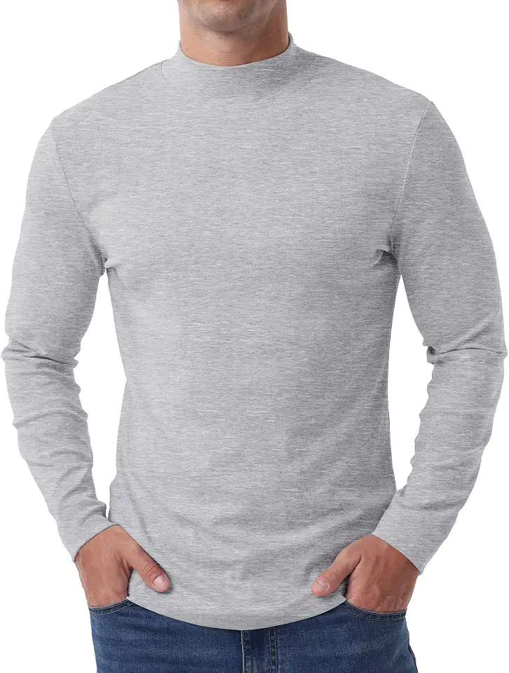 Askdeer Men's Cotton Mock Turtleneck Long Sleeve Shirts Thermal Sweaters