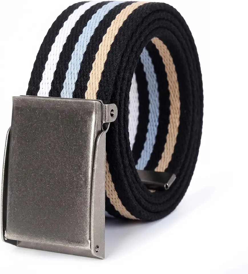 Mile High Life Canvas Web Belt | Cut to Fit Up to 52" | Flip-Top Matte Silver Nickel Buckle 12 Colors