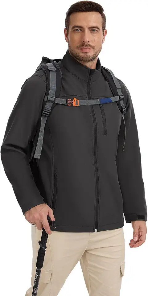 Kitmaz Men's Fleece Lined Softshell Jacket, Windproof