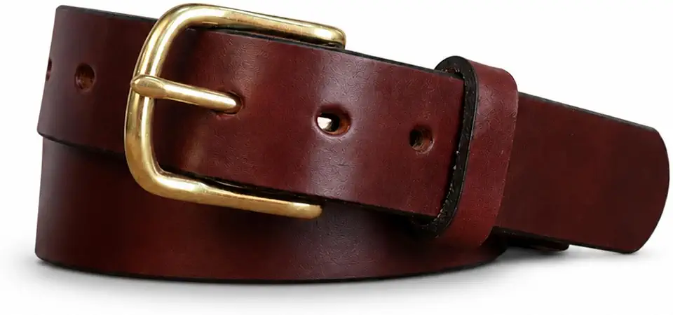 Yoder Leather Genuine English Bridle Leather Belt Smooth Finish Heavy Duty, Classic, Casual Dress Everyday Belt