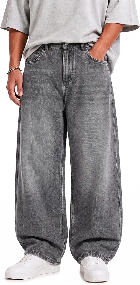 Mens Baggy Jeans Y2K Wide Leg Loose Fit Denim Pants