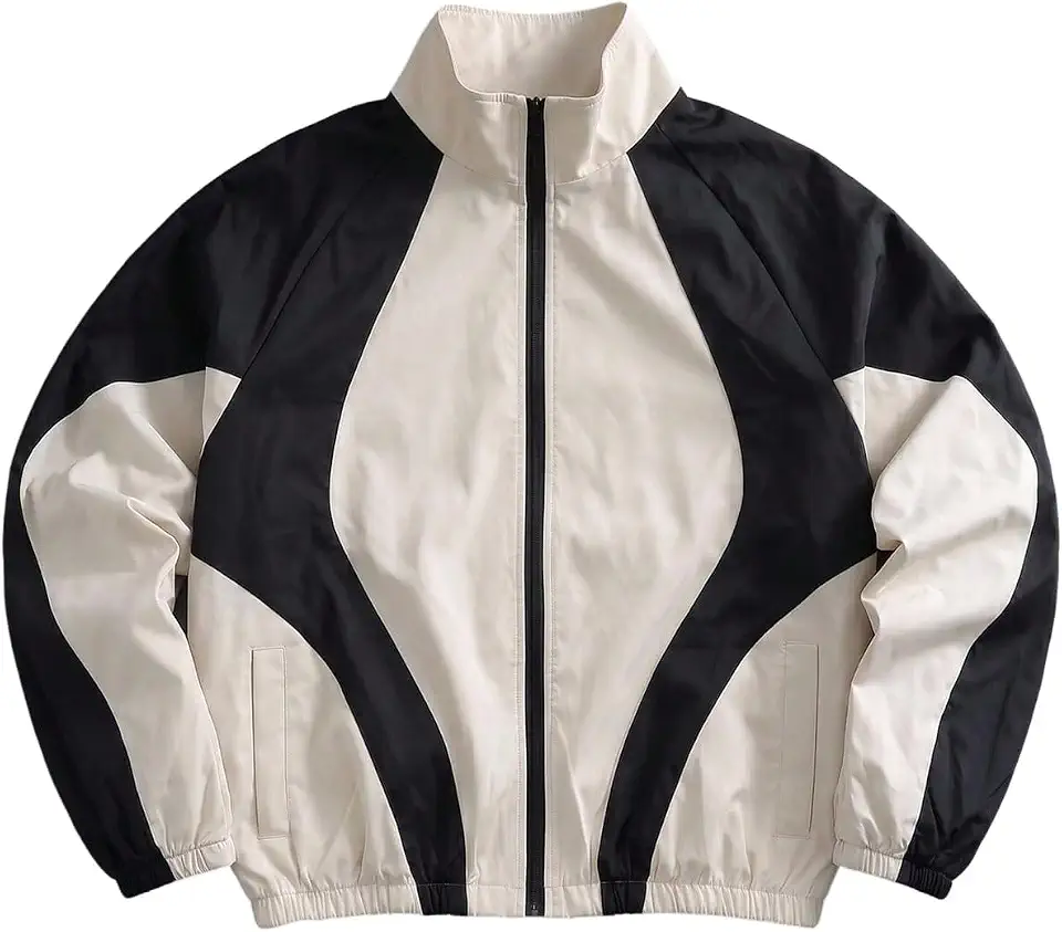 SHENHE Men's Y2k Windbreaker Track Jacket Lightweight Stand Collar Jacket