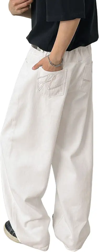 Men's Baggy Wide Leg Jeans Y2K Streetwear Denim Pants