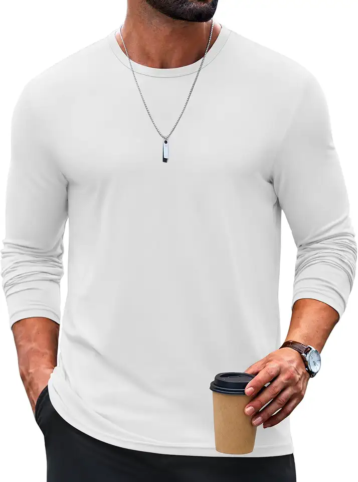 COOFANDY Men's T-Shirt Long Sleeve Crew Neck Casual Soft Basic Tee Shirts