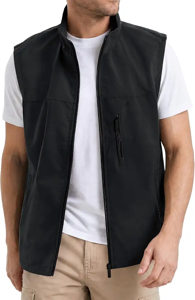 HISDERN Mens Vest Outdoor Lightweight Outerwear Jacket with Pockets for EDC