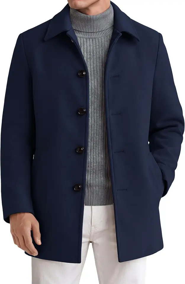 Men's Navy Blue Wool Pea Coat