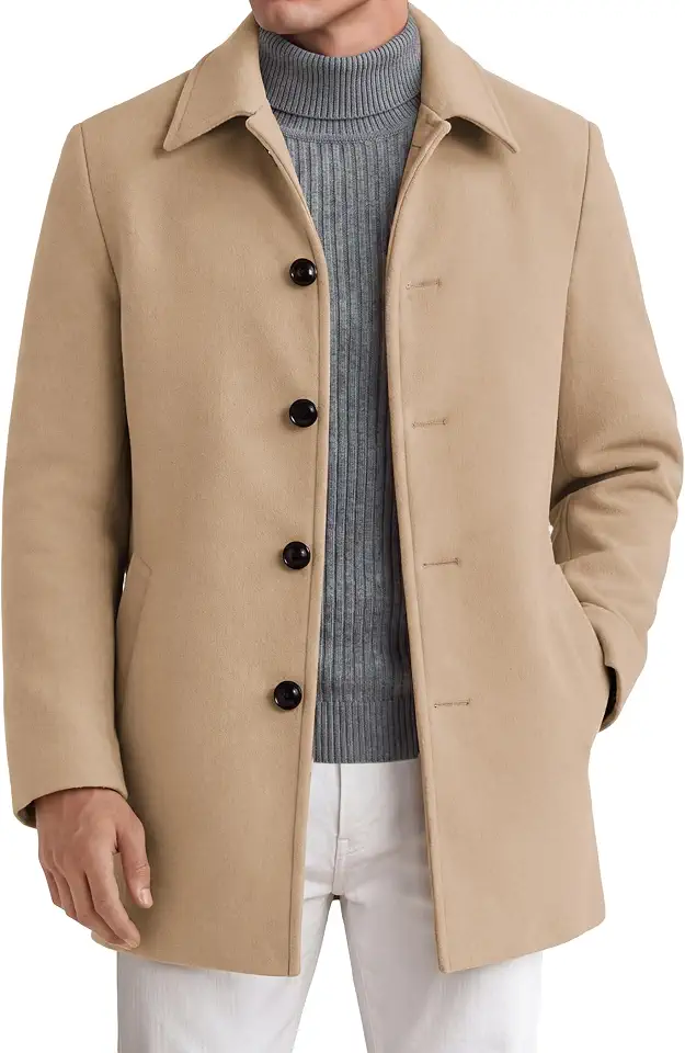 Men's Double Breasted Camel Hair Wool Overcoat