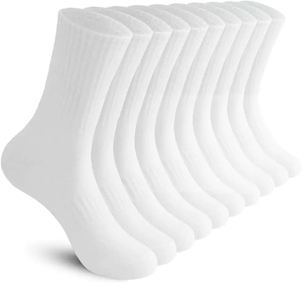 Men's White Cotton Crew Socks
