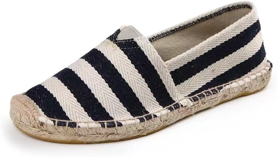 Men's Large Size Slip On Espadrilles Canvas Casual Shoes Jute Wrapped Sole Comfort Walking Loafers