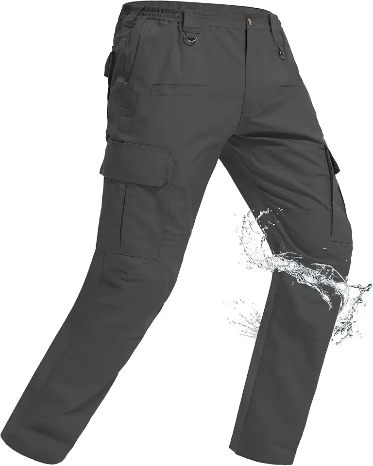 Men's Tactical Pants Water Resistant Ripstop Cargo Pants Lightweight EDC Outdoor Hiking Pants 10 Pockets Work Pants