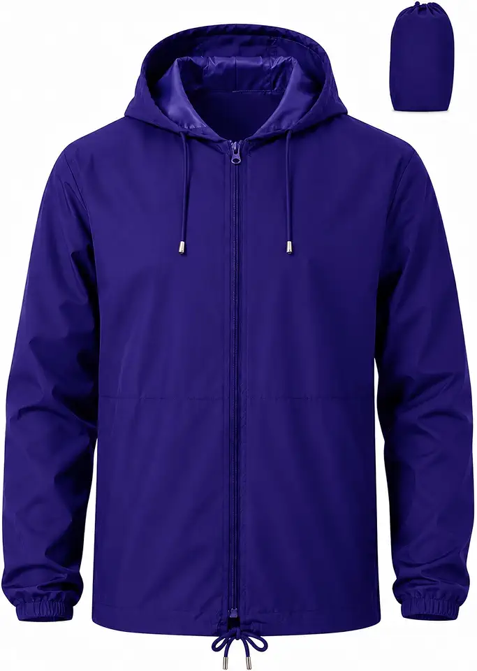 Men's Royal Blue Packable Windbreaker Jacket
