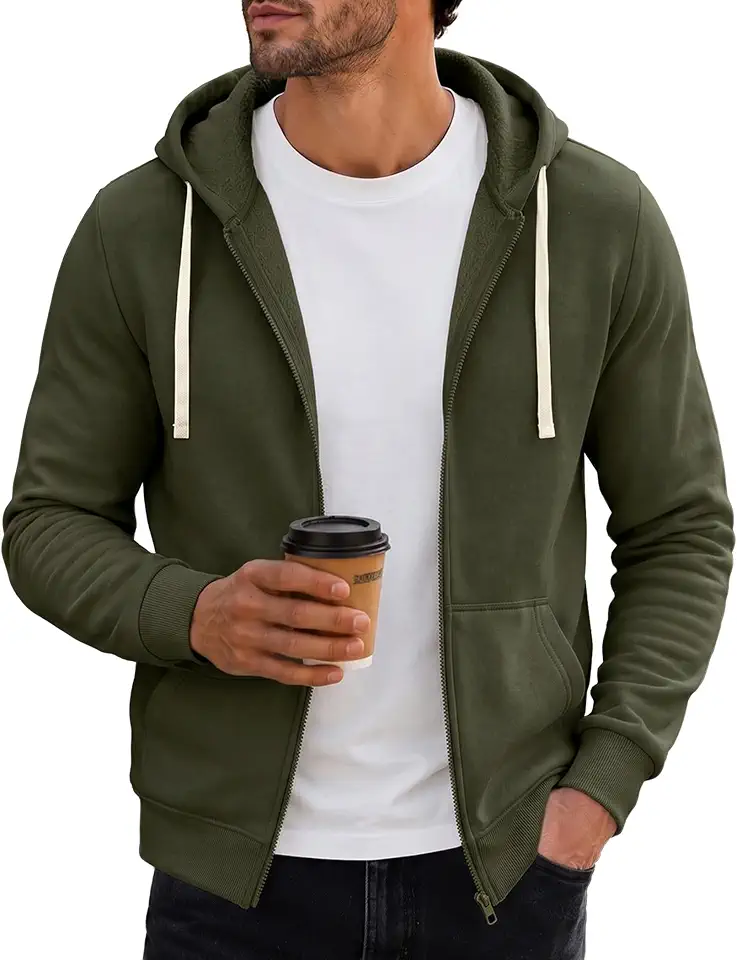 Dokotoo Men Mens Full Zip Fleece Hoodie Jacket Long Sleeve Sweatshirt