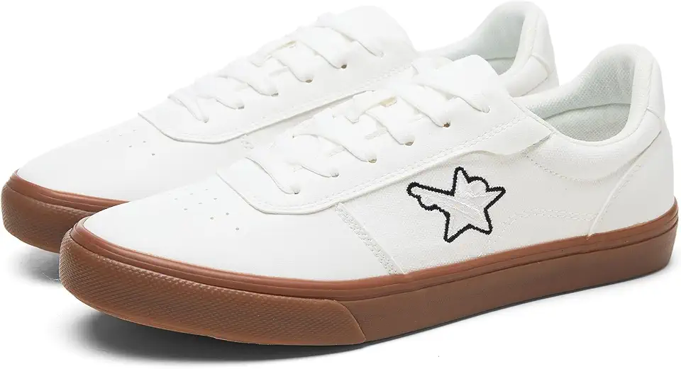 yageyan Mens Fashion White PU Leather Sneakers Mens Tennis Shoes