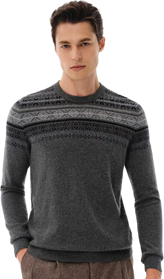 OEKO-TEX STANDARD 100 KVSS Men's Crewneck 100% Pure Cashmere Sweater