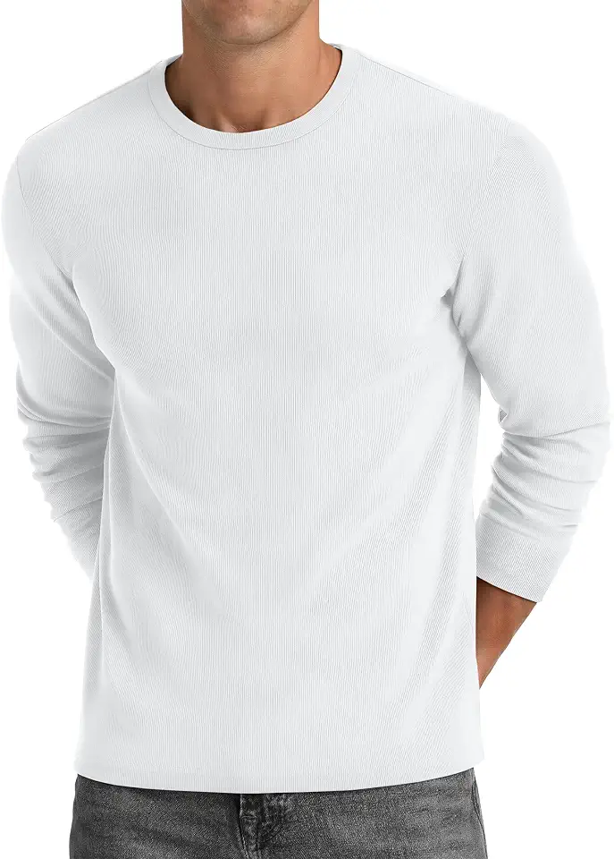 COOFANDY Mens Long Sleeve T Shirts Muscle Slim Fit Tshirts Casual Crew Neck Ribbed Tee