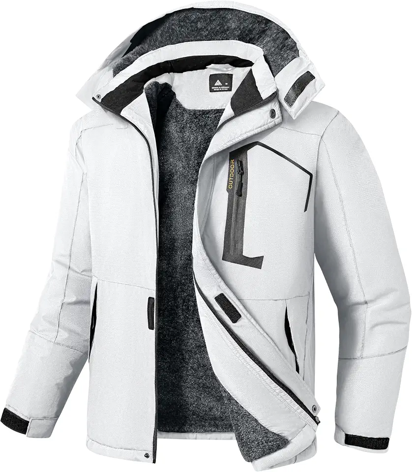 ZITY Men's Ski Jacket Windproof Waterproof Warm Fleece with Detachable Hood
