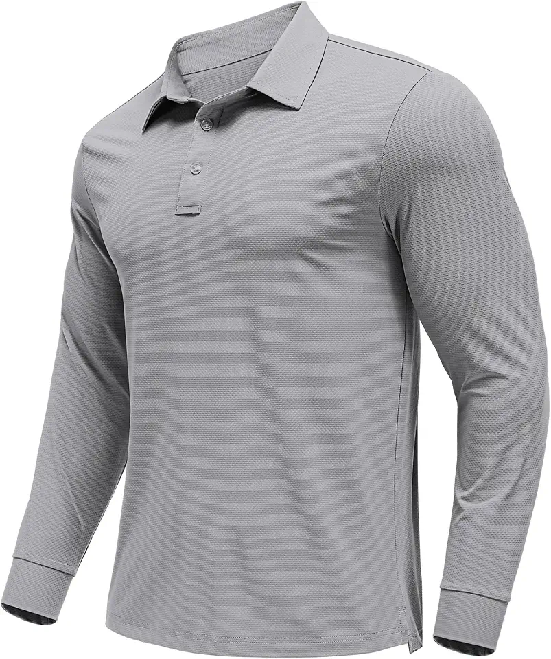 PINSPARK Men's Polo Shirts Long Sleeve Golf Shirts UPF 50+ Collared Shirt