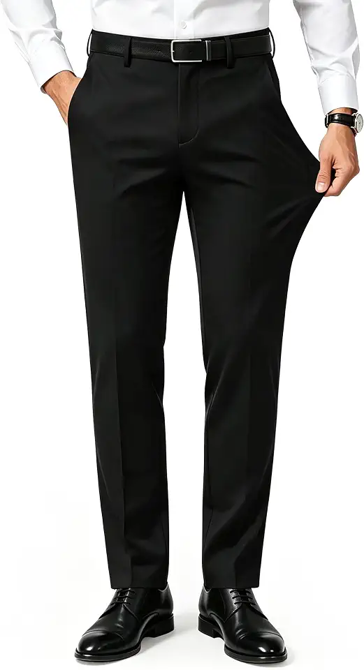 Men's 4-Way Stretch Dress Pants With 2-Inch Expandable Waist Wrinkle-Free