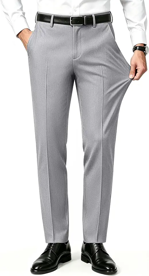 Men's 4-Way Stretch Dress Pants With 2-Inch Expandable Waist Wrinkle-Free
