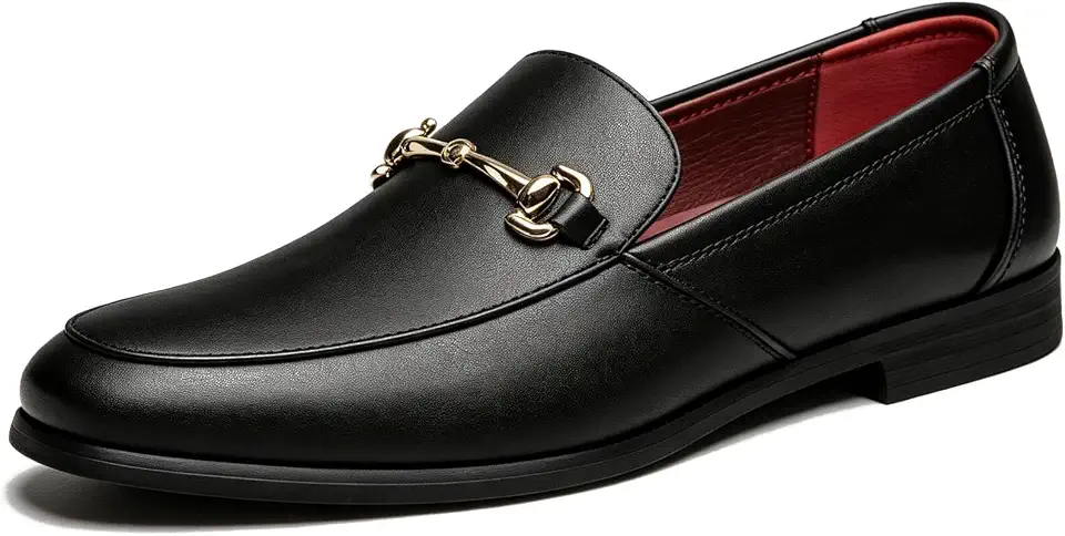 Mens Dress Loafers Tuxedo Shoes Bit Detail Slip-On Business Casual