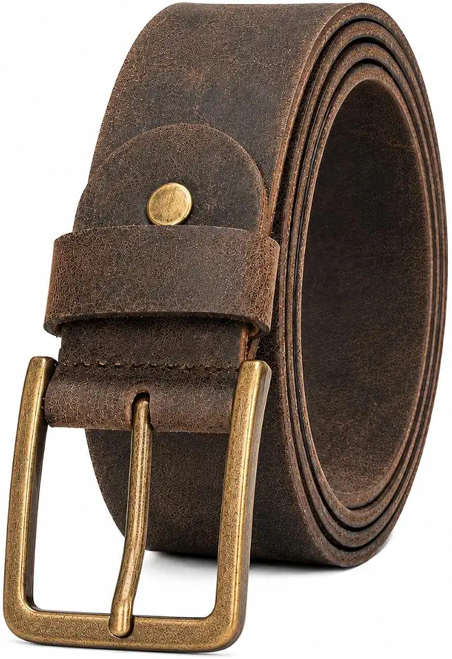 GIDEL Men’s Full Grain Leather Belt – Handmade, One-Piece Leather, 1.5” Wide For Jeans & Business Casual, Gift Pouch Includes