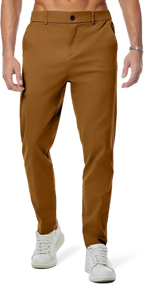 Men's Slim Fit Camel Chino Pants