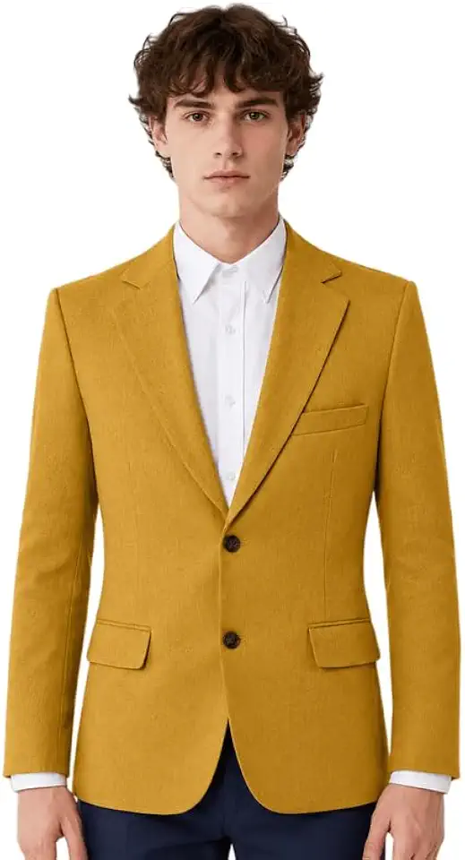 Mens 2 Button Linen Blazer Notch Lapel Suit Jacket Business Formal Coat