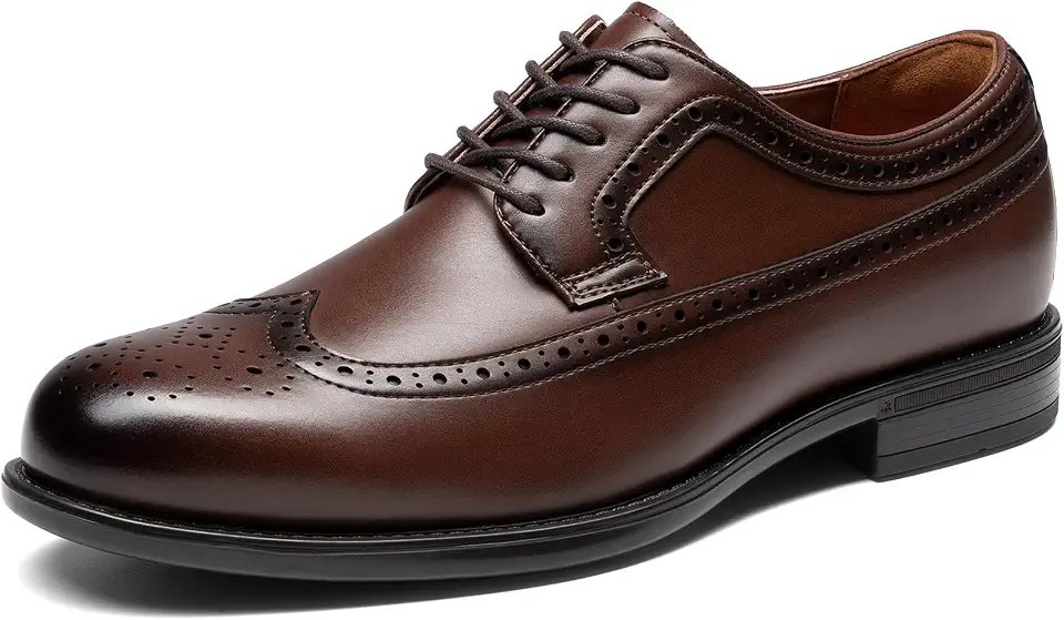 Men's Dark Brown Leather Brogue Wingtip Shoes