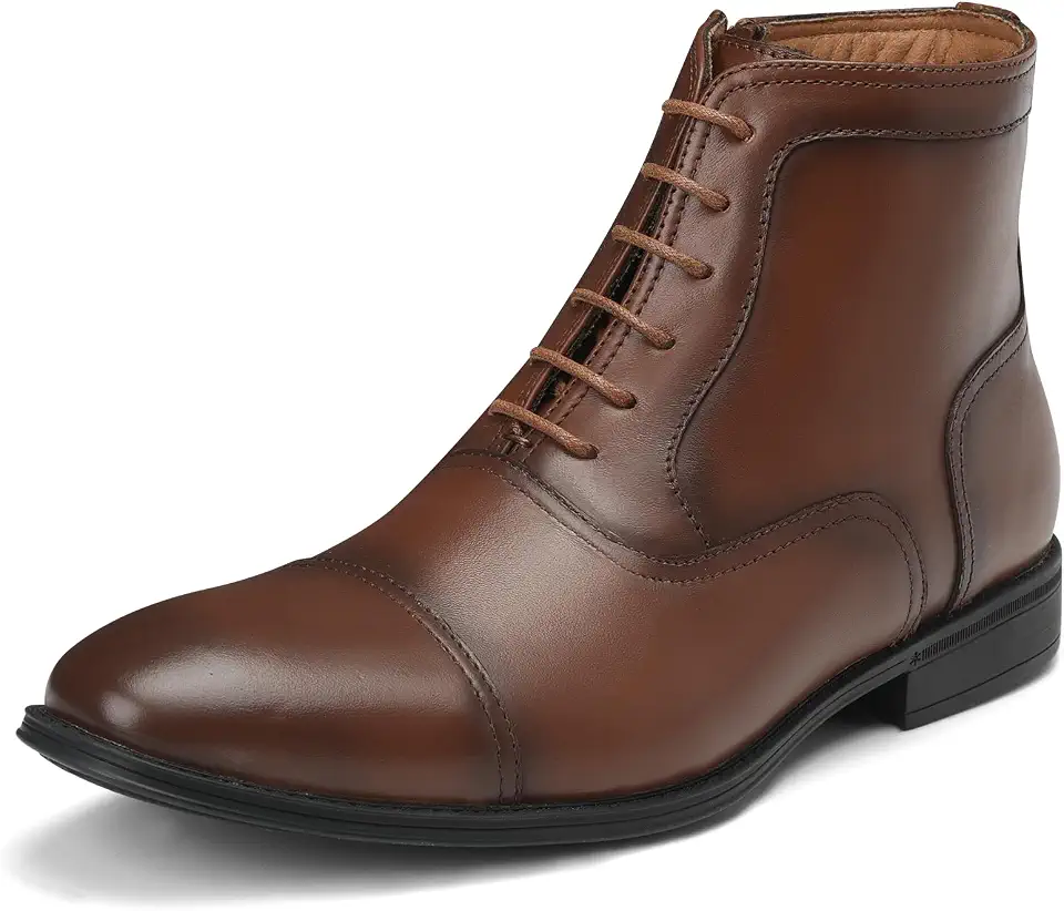 Mens Lightweight Dress Boots Leather Cap Toe Oxford Ankle Boots