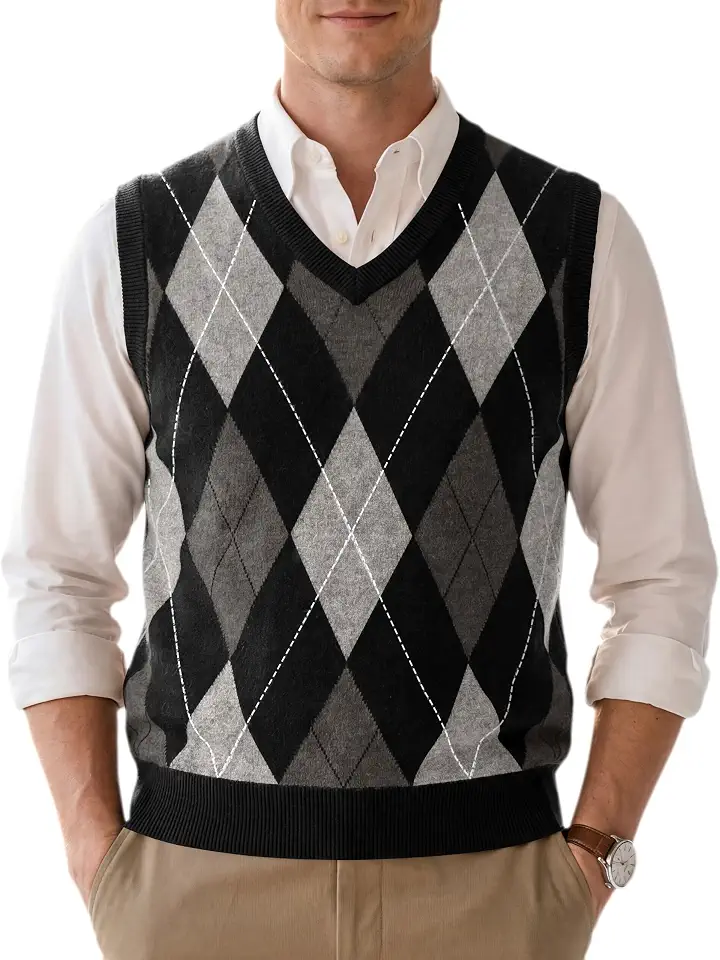 Men's Fair Isle V Neck Sweater Vest