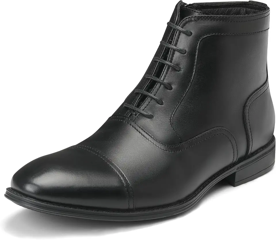 Mens Lightweight Dress Boots Leather Cap Toe Oxford Ankle Boots