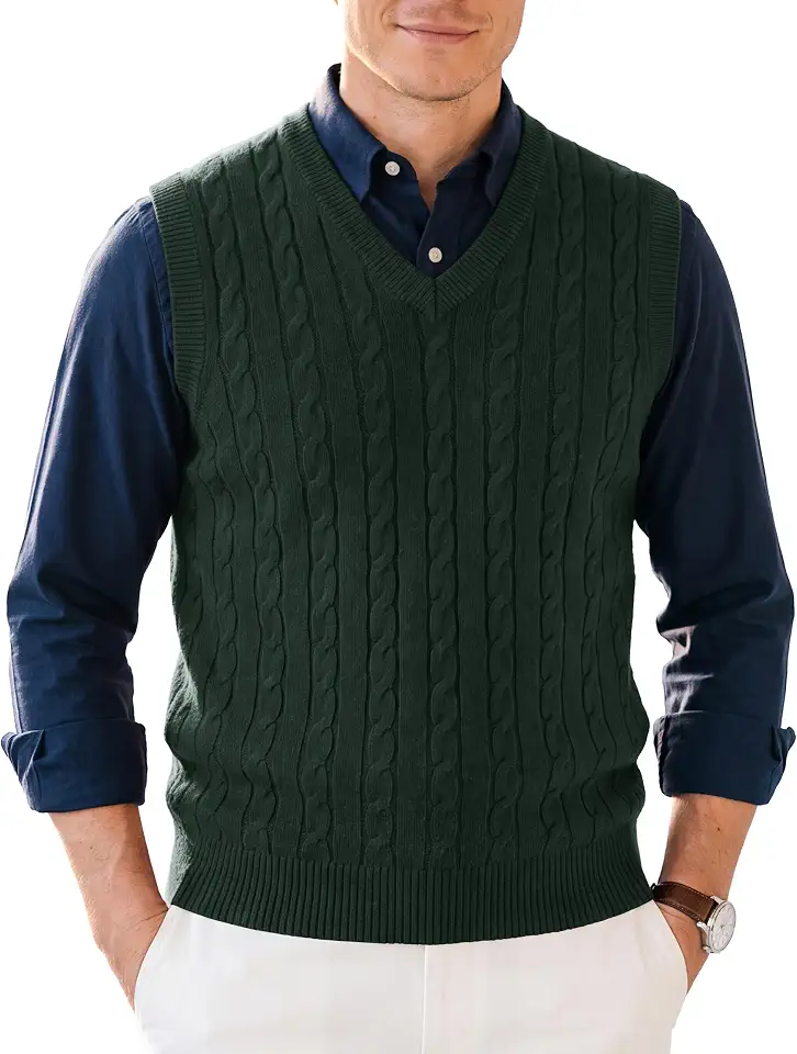 Mens Sweater Vests V Neck Wool-Blend Knit Sleeveless Vests