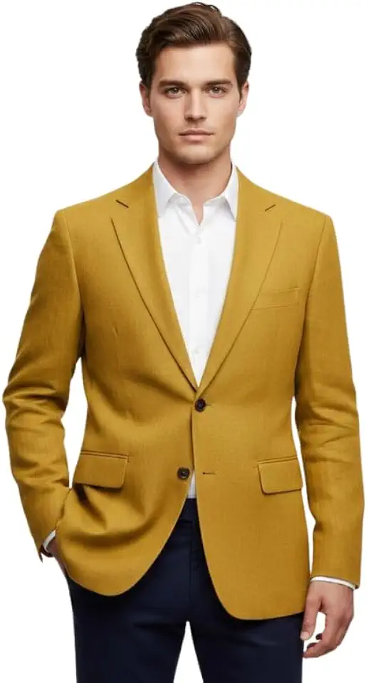 Mens Linen Blazer Notch Lapel Flap Pockets Summer Breathable Casual Jacket