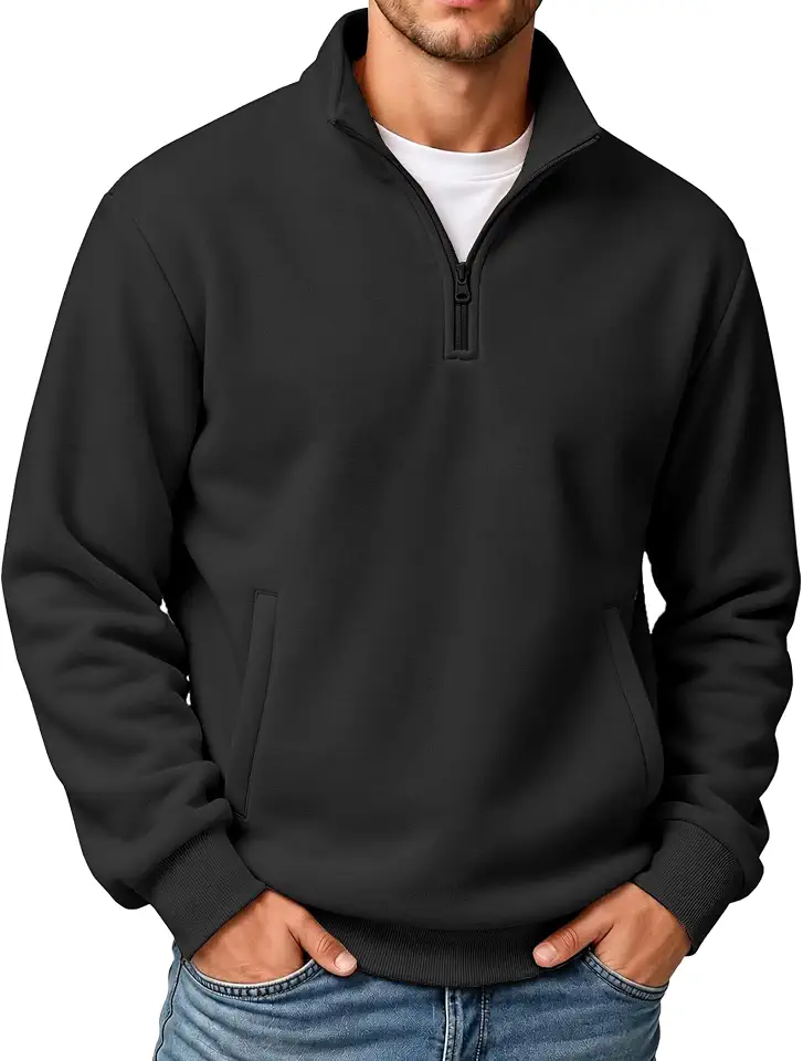 Global Recycled Standard COOFANDY Mens Quarter Zip Pullover Sweatshirt Fleece Mock Neck with Pocket