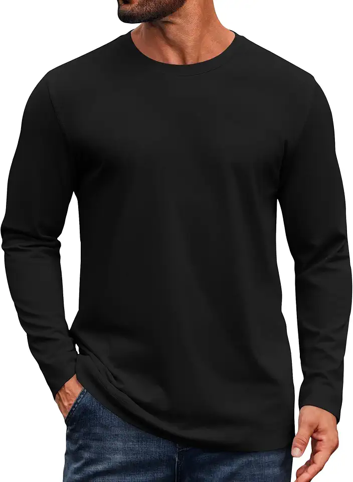 Global Recycled Standard COOFANDY Mens Long Sleeve Tee Shirts Cotton Casual Basic T‑Shirts