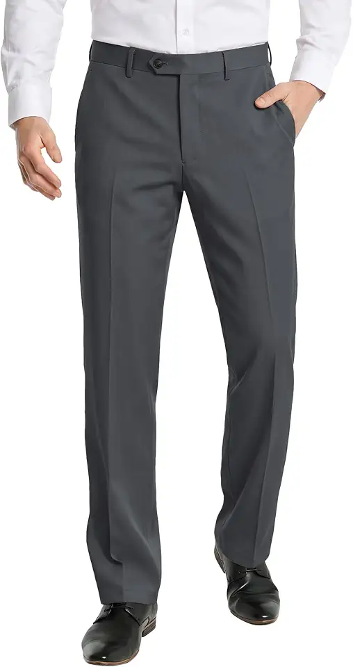 PLEPAN Men's Classic Fit Dress Pants Wrinkle‑Resistant