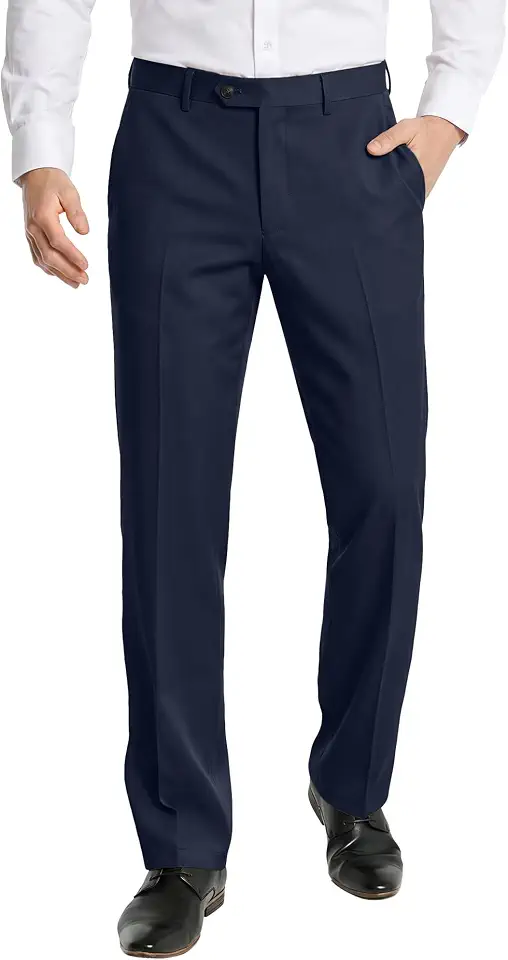 PLEPAN Men's Classic Fit Dress Pants Wrinkle‑Resistant